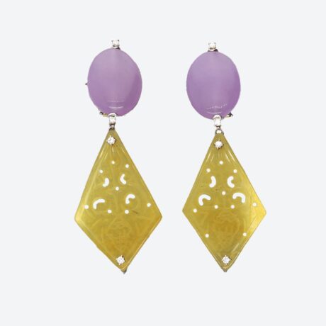 Pendientes Rafael Torres jades en oro blanco y brillantes