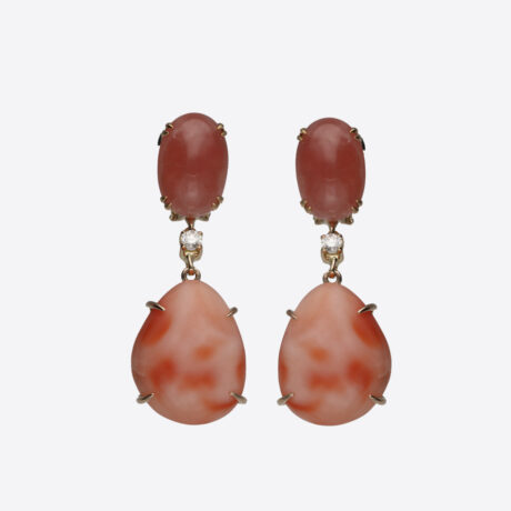 Pendientes Rafael Torres con gemas color, corales y brillantes en oro rosa