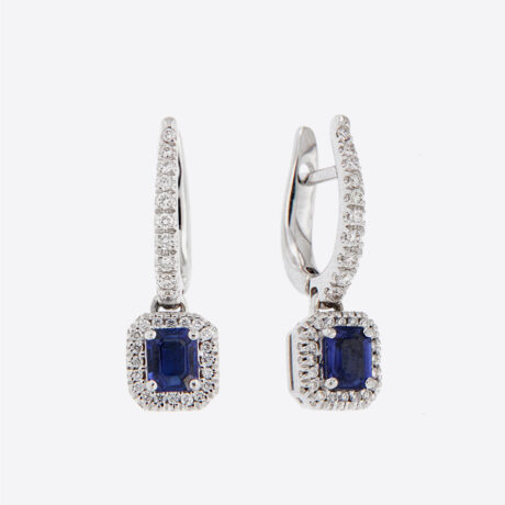 Pendientes Davite & Delucchi con zafiros y diamantes en oro blanco