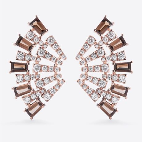 Pendientes Gold&Roses con diamantes y cuarzos en oro rosa