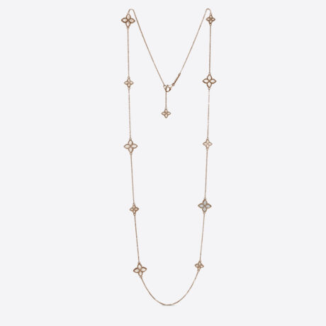 Collar Roberto Coin con diamantes, y rubí en oro rosa y blanco