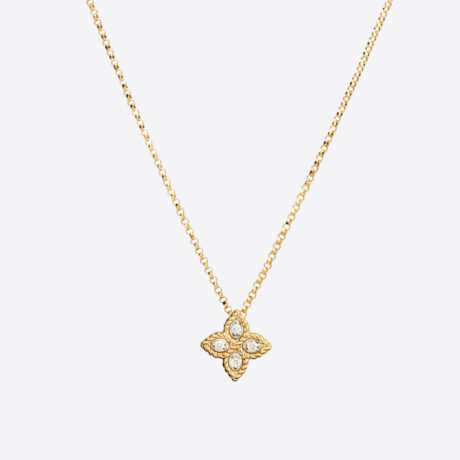 Collar Roberto Coin con diamantes, y rubí en oro amarillo y blanco