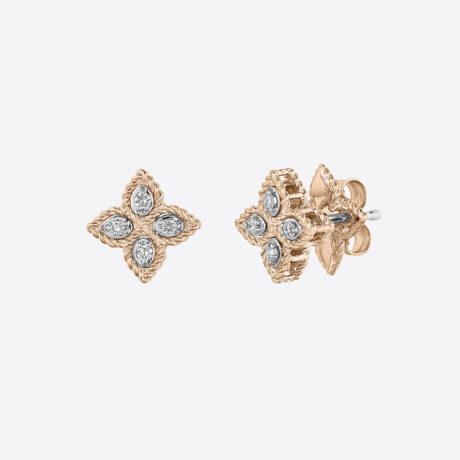 Pendientes Roberto Coin con diamantes en oro rosa y blanco