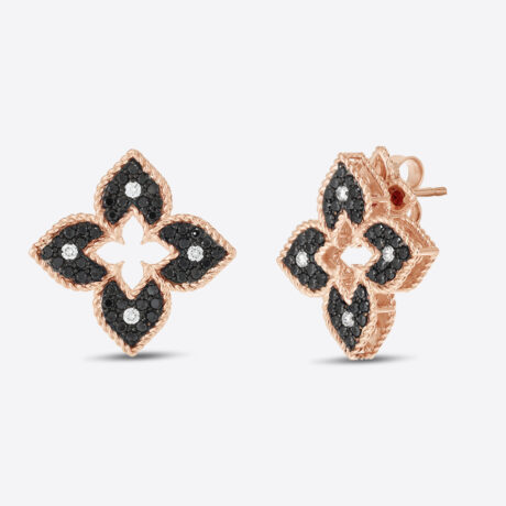 Pendientes Roberto Coin con diamantes negros en oro rosa