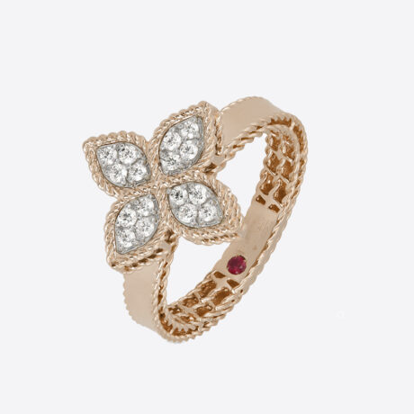 Anillo Roberto Coin con diamantes en oro rosa y blanco