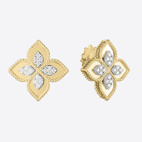 Pendientes Roberto Coin con diamantes en oro amarillo y oro blanco