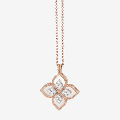 Collar Roberto Coin con madreperla y diamantes en oro rosa y blanco