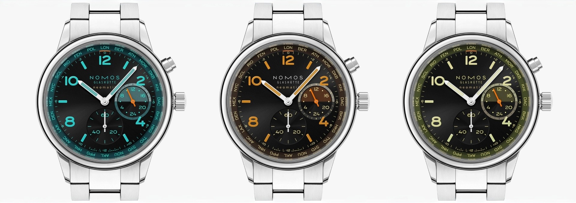 La serie NOMOS Night Navigation de NOMOS mundial está dedicada a la vida urbana nocturna de todo el planeta. El reloj con horario universal y esferas oscuras bajo cristal azul antirreflectante evoca los instrumentos de navegación en una cabina o la vista de una gran ciudad desde las alturas. La edición está limitada a 175 unidades por modelo. Tres modelos - Trace, Grid y Vector disponibles en Rafael Torres Joyero desde finales de octubre.