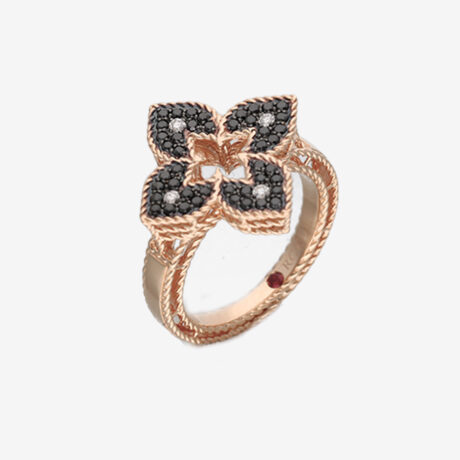 Anillo Roberto Coin con diamante negro en oro rosa