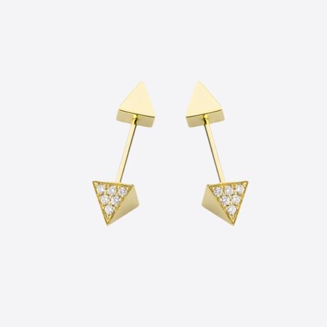Pendientes Peruffo botón con diamantes (0.10ct) colección Square en oro amarillo