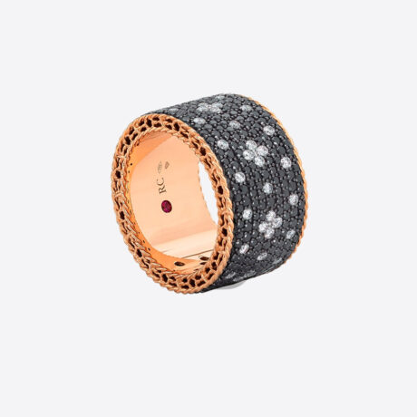 Anillo Roberto Coin con diamantes negros en oro rosa