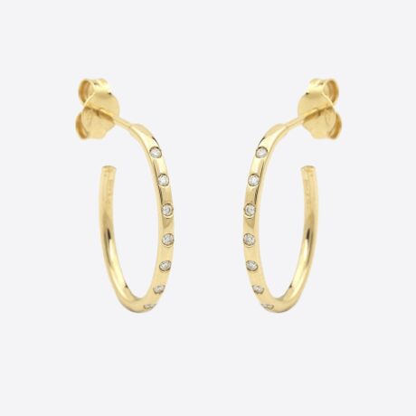 Pendientes Romeo aros ovales en oro amarillo con brillantes 0.106ct