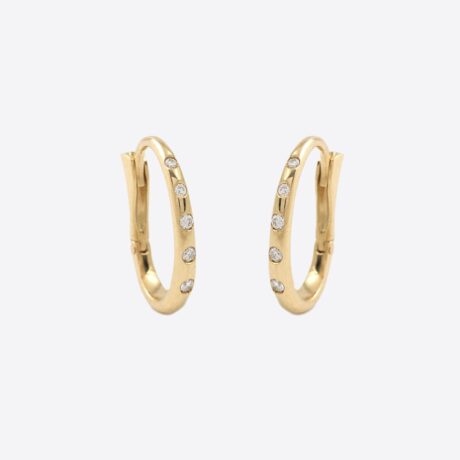 Pendientes Romeo aros gruesos en oro amarillo con brillantes 0.108ct