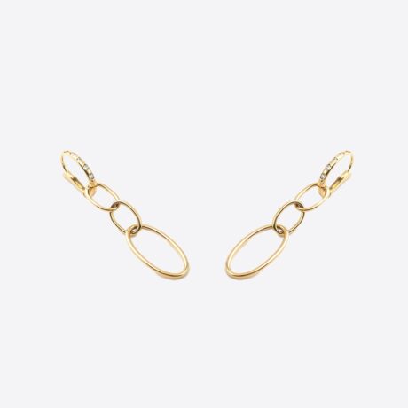 Pendientes Romeo eslabones largos en oro amarillo con brillantes 0.108ct