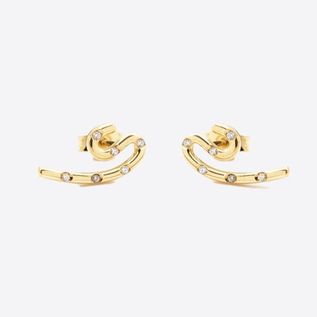 Pendientes Romeo forma serpiente en oro amarillo con brillantes 0.08ct