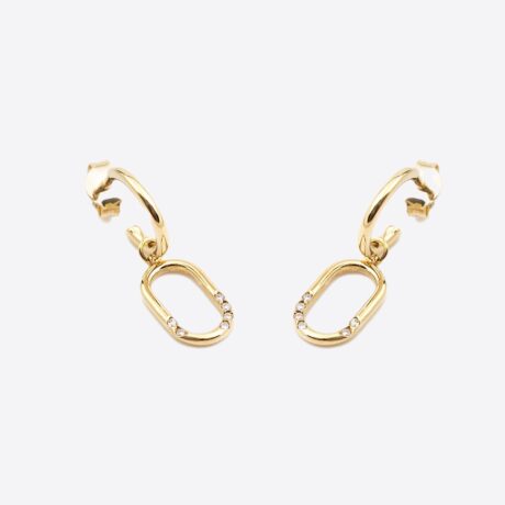 Pendientes Romeo largos con 2 eslabones en oro amarillo con brillantes 0.08ct