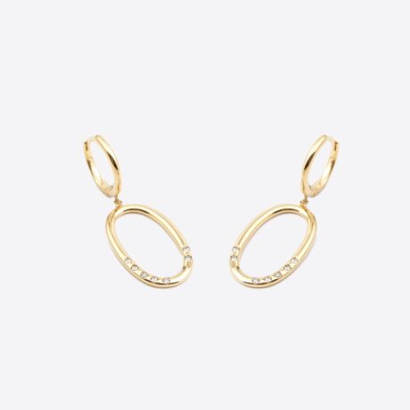 Pendientes Romeo aros en oro amarillo con eslabón oval con brillantes 0.106ct