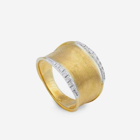 Anillo Marco Bicego colección Lunaria en oro amarillo y blanco con diamantes (0.122ct). Oro: 5.02g. Medida 15