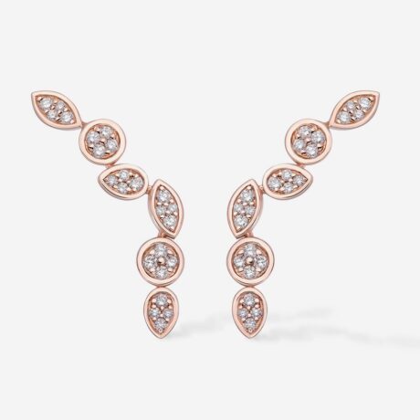 Pendientes Gold & Roses colección Marquise&Co trepadores con cascada con 5 motivos en oro rosa con brillantes 0.41ct