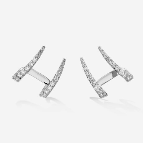 Pendientes G&R colección Jardín de Aire aro doble garra con brillantes 0.175ct en oro blanco