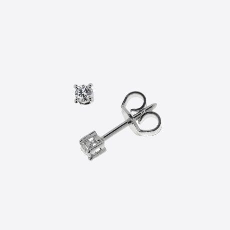 Pendientes D&D solitarios con 2 brillantes de peso total 0.04ct color G, pureza VS en oro blanco 0.60g