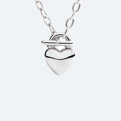 Collar Dodo con colgante corazón en plata de ley. Medida. 46cm