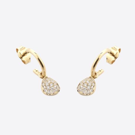 Pendientes Romeo aro en oro amarillo y colgante con forma pera con brillantes (0.35ct)