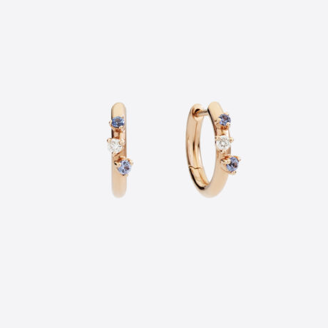 Pendientes Dodo en oro rosa de 9k y zafiros y diamantes