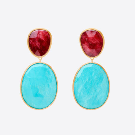 Pendientes Marco Bicego con tulita y turquesa en oro amarillo