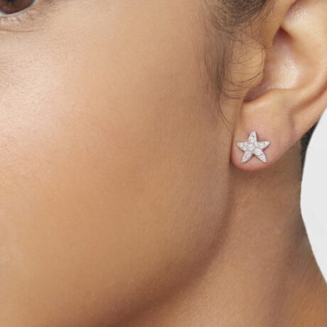 Pendiente Dodo Estrella con 13 diamantes (0.15ct) en oro blanco. 1/2 Par.