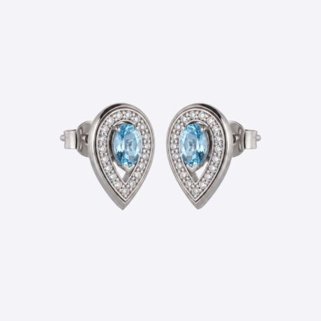 Pendientes colección Naturaleza forma hoja con 2 aguamarinas ovales de 6x4 (0.833ct) orladas de 38 brillantes (0.28ct, color E-F, VVS-VS1) en oro blanco (4.43g).