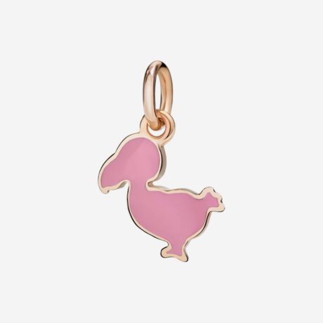 Colgante Dodo Junior en oro rosa de 9k y esmalte rosa