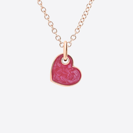 Colgante Dodo Corazón en oro rosa de 9k y esmalte rojo