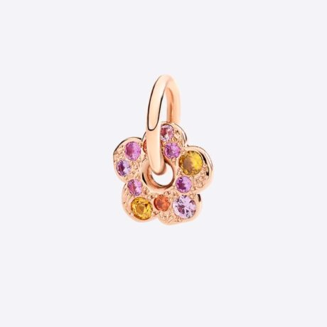 Colgante Dodo Flor con zafiros multicolores en oro rosa de 9k. Oro 1.90g