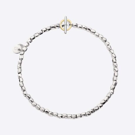 Pulsera Dodo Mini Granelli en plata de ley. Talla M