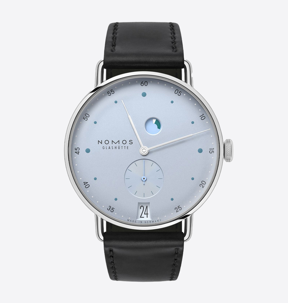 NOMOS METRO NEOMATIK FECHA RESERVA DE MARCHA AZUL GLACIAR Ref. 1121